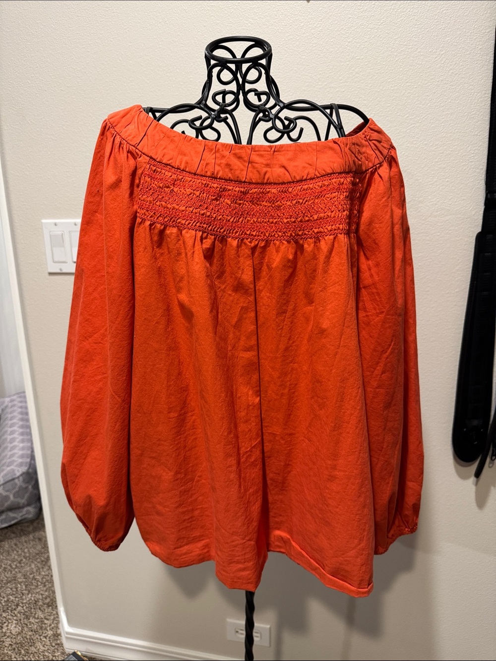 Maeve Anthropologie Bright Orange Smocked Tunic EUC
